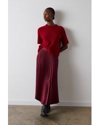 Whistles - Petite Satin Pleated Midi Skirt - Lyst