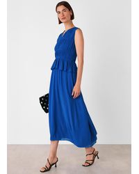 Whistles - Shirred V Neck Midi Dress - Lyst