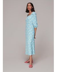 Whistles - Checkerboard Shells Midi Dress - Lyst