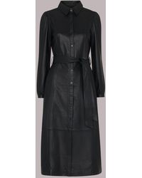 Whistles - Phoebe Leather Shirt Dress - Lyst