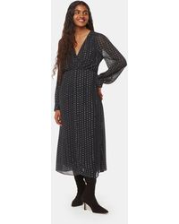 Whistles - Petite Metallic Stripe Midi Dress - Lyst
