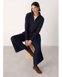 Whistles - Wool Zip Front Rib Cardigan - Lyst