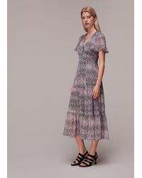Whistles - Tiger Dobby Midi Dress - Lyst