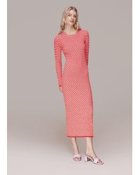 Whistles - Checkerboard Knit Midi Dress - Lyst