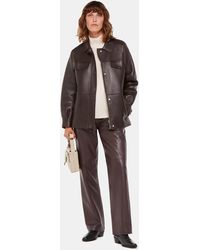 Whistles - Flat Front Leather Trousers - Lyst