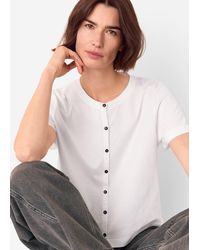 Whistles - Round Neck Button Up Tee - Lyst