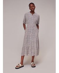 Whistles - Dashed Leopard Midi Dress - Lyst