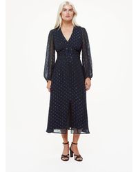 Whistles - Petite Metallic Dobby Midi Dress - Lyst