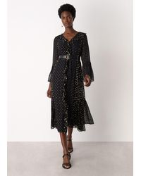 Whistles - Metallic Dobby Ruffle Dress - Lyst