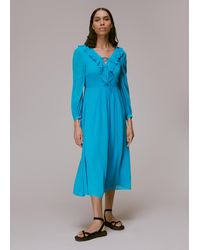 Whistles - Ruffle Detail Midi Dress - Lyst