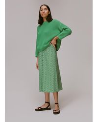 Whistles - Ink Leopard Button Front Skirt - Lyst