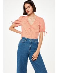 Whistles - Ditsy Square Ruched Front Top - Lyst