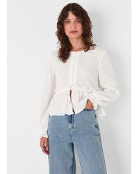 Whistles - Cotton Frill Peplum Blouse - Lyst