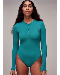 Whistles Long Sleeve Texture Swimsuit - Blue