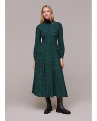Whistles - Brushed Geo Print Midi Dress - Lyst