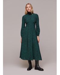 Whistles - Brushed Geo Print Midi Dress - Lyst