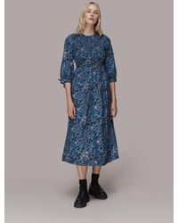 Whistles - Boho Floral Shirred Dress - Lyst