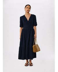 Whistles - Petite V Neck Textured Midi Dress - Lyst
