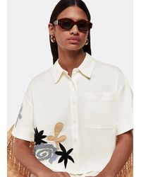 Whistles - Applique Linen Blend Shirt - Lyst