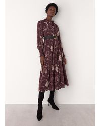Whistles - Floral Dobby Midi Dress - Lyst
