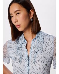 Whistles - Polka Dot Sheer Sleeve Shirt - Lyst