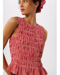 Whistles - Gingham Shirred Top - Lyst