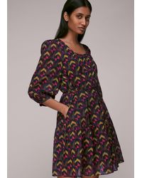 Whistles - Geometric Ikat Trapeze Dress - Lyst