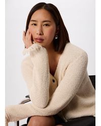 Whistles - Cotton Boucle Fringe Cardigan - Lyst