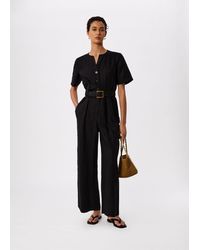 Whistles - Fiona Linen Button Jumpsuit - Lyst