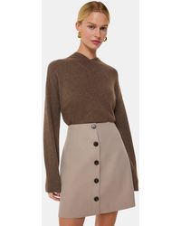 Whistles - Button Front Wool Mini Skirt - Lyst