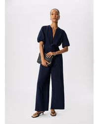 Whistles - Linen Blend Tie Waist Jumpsuit - Lyst