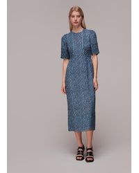 Whistles - Brushed Geo Print Dobby Dress - Lyst