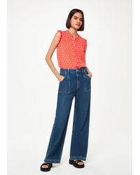 Whistles - Flower Charm Frill Sleeve Top - Lyst