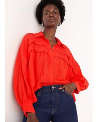 Whistles - Textured Frill Detail Blouse - Lyst