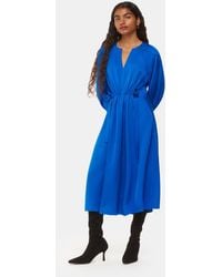 Whistles - Ruched Waist Voluminous Sleeve Midi Dress - Lyst