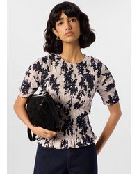 Whistles - Shadow Floral Shirred Top - Lyst