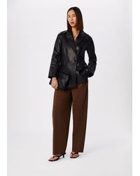 Whistles - Aliza Waisted Leather Blazer - Lyst