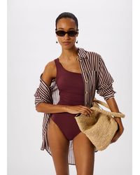 Whistles - Textured One Shoulder Swimsuit - Lyst