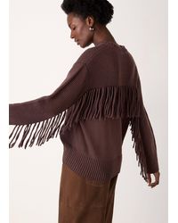 Whistles - Fringe Rib Detail Cotton Knit - Lyst