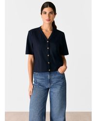 Whistles - Ella V Neck Button Through Tee - Lyst