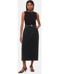 Whistles - Petite Straight Denim Midi Skirt - Lyst
