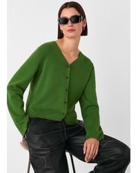 Whistles - V Neck Button Front Cardigan - Lyst