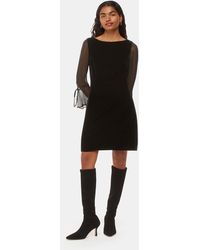 Whistles - Velvet Mesh Sleeve Mini Dress - Lyst