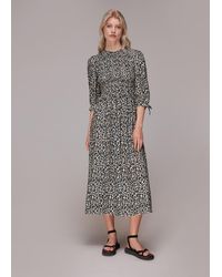 Whistles - Cheetah Print Shirred Dress - Lyst