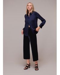 Whistles - Velvet Crop Wide Leg Trouser - Lyst
