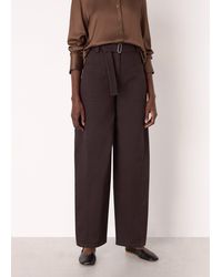 Whistles - Belted Cotton Barrel Trouser - Lyst
