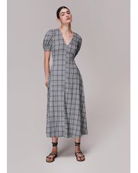 Whistles - Tabitha Checked Midi Dress - Lyst