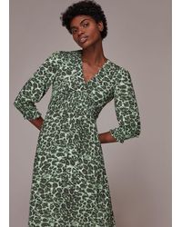 Whistles - Clouded Leopard Shirred Dress - Lyst