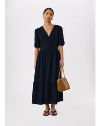 Whistles - Petite V Neck Textured Midi Dress - Lyst