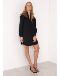 Whistles - Lace Detail Crepe Mini Dress - Lyst